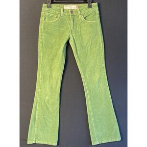 Levis 518 Women's Size 3M Jeans Bootcut Green Corduroy Super Low 28x32